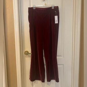 Soft Surroundings Velvet Maroon / Burgundy pants NWT Large